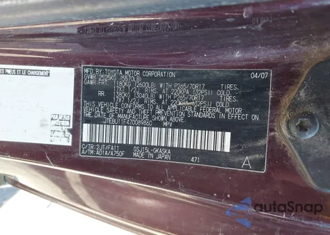 2007 Toyota Fj Cruiser z USA, uszkodzony, nr VIN JTEBU11F470089860